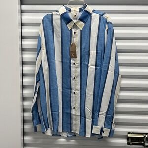 Hardaddy Mens XXL Blue White Striped Long Sleeve Button Down Shirt NWT Coastal